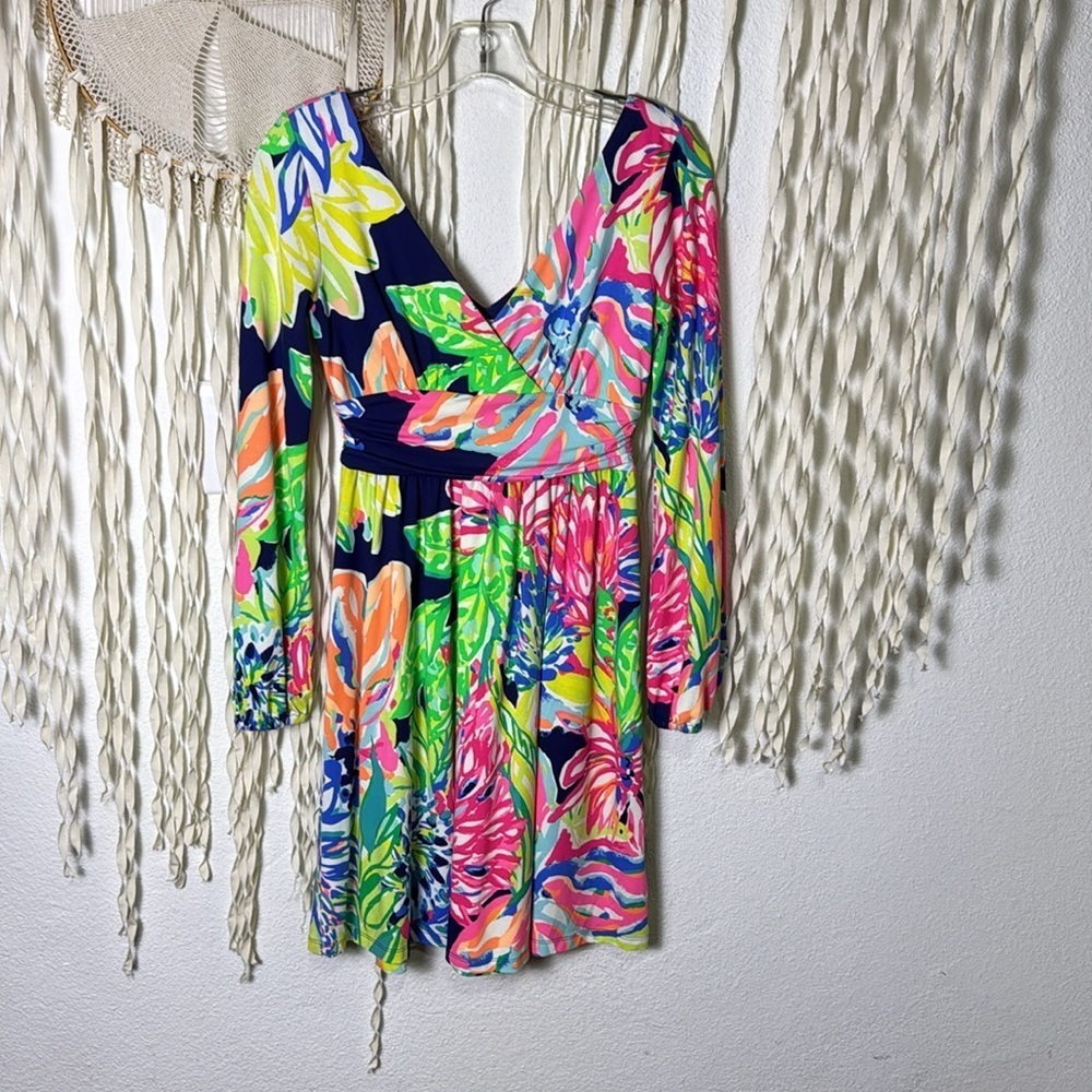Lilly Pulitzer Long Sleeve Fit N Flare Floral Mini Dress Size XS - Picture 6 of 10